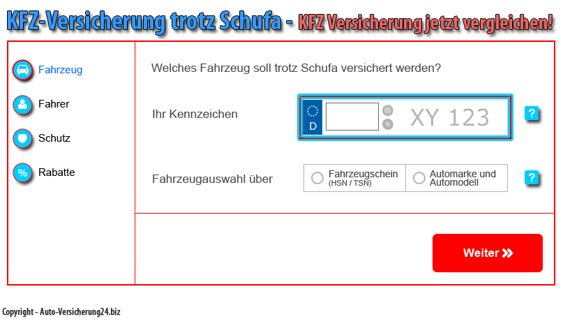 Autoversicherung ohne Schufa Auskunft 100% Zusage